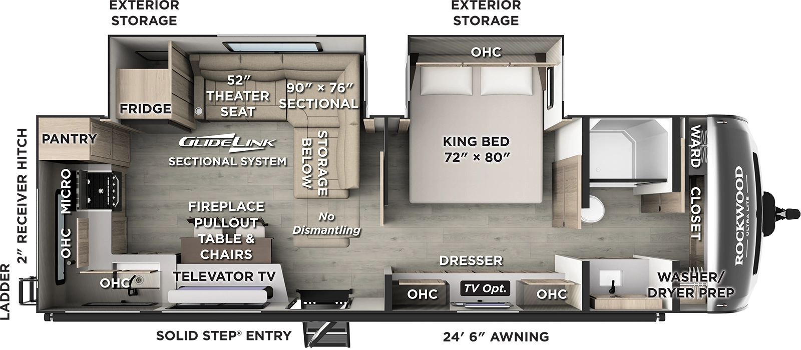 Rockwood Ultra Lite Travel Trailers 2711RK Floorplan